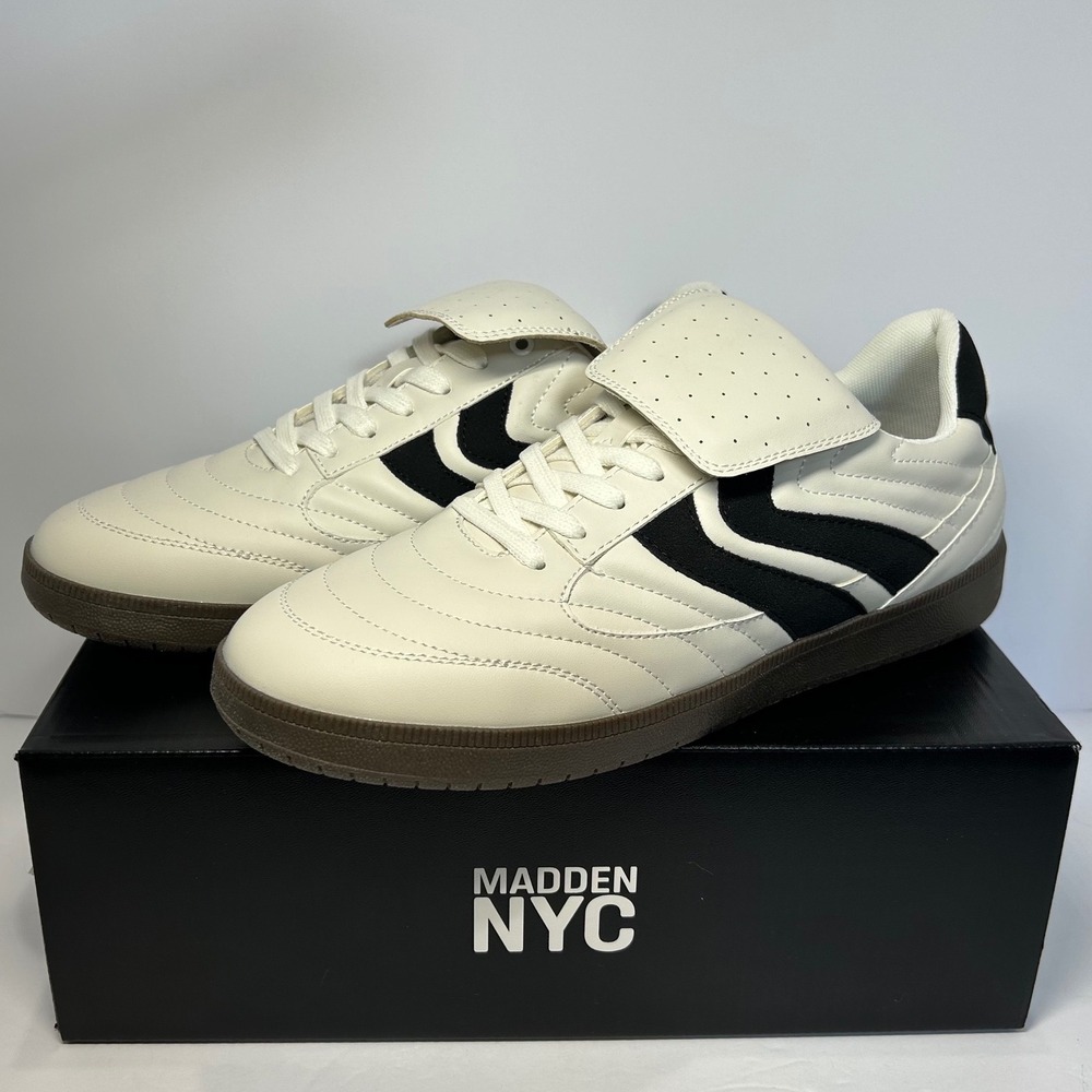 Madden NYC Muirr Sport Casual Mens 10 White Black Sneakers Gum Sole New